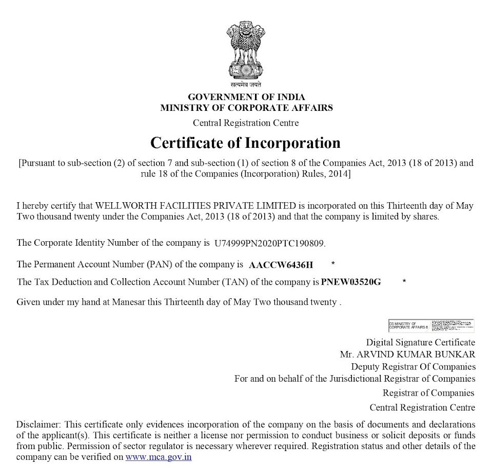 Certificate of Incorporation